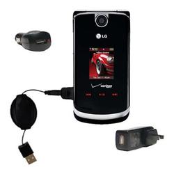 Gomadic Retractable USB Hot Sync Compact Kit with Car & Wall Charger for the LG VX8600 - Brand w/ Ti