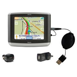Gomadic Retractable USB Hot Sync Compact Kit with Car & Wall Charger for the Magellan Maestro 3100 - Gomadic