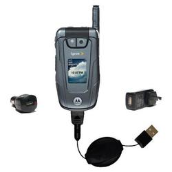 Gomadic Retractable USB Hot Sync Compact Kit with Car & Wall Charger for the Motorola Deluxe - Brand