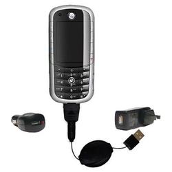 Gomadic Retractable USB Hot Sync Compact Kit with Car & Wall Charger for the Motorola E1120 - Brand