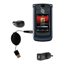 Gomadic Retractable USB Hot Sync Compact Kit with Car & Wall Charger for the Motorola MOTORAZR 2 V8 - Gomadi