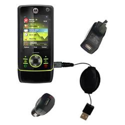 Gomadic Retractable USB Hot Sync Compact Kit with Car & Wall Charger for the Motorola MOTORIZR Z8 - Gomadic
