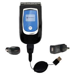 Gomadic Retractable USB Hot Sync Compact Kit with Car & Wall Charger for the Motorola MPx200 - Brand
