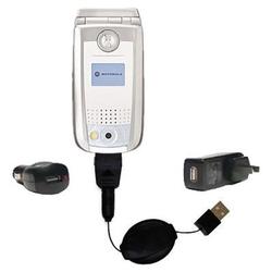 Gomadic Retractable USB Hot Sync Compact Kit with Car & Wall Charger for the Motorola MPx220 - Brand