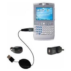 Gomadic Retractable USB Hot Sync Compact Kit with Car & Wall Charger for the Motorola Q Pro - Brand