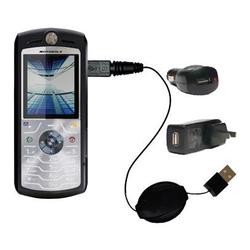 Gomadic Retractable USB Hot Sync Compact Kit with Car & Wall Charger for the Motorola SLVR L7 - Bran