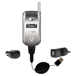 Gomadic Retractable USB Hot Sync Compact Kit with Car & Wall Charger for the Motorola V276 - Brand w (BCK-0430-06)