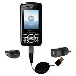 Gomadic Retractable USB Hot Sync Compact Kit with Car & Wall Charger for the Motorola Z Slider - Bra