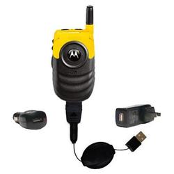 Gomadic Retractable USB Hot Sync Compact Kit with Car & Wall Charger for the Nextel i530 - Brand w/