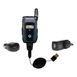 Gomadic Retractable USB Hot Sync Compact Kit with Car & Wall Charger for the Nextel i560 - Brand w/