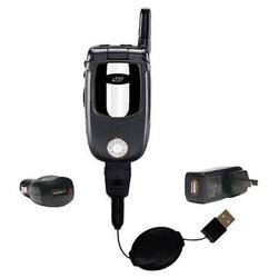 Gomadic Retractable USB Hot Sync Compact Kit with Car & Wall Charger for the Nextel i710 - Brand w/
