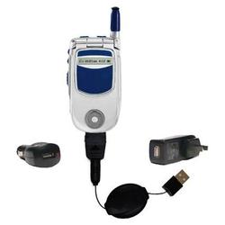 Gomadic Retractable USB Hot Sync Compact Kit with Car & Wall Charger for the Nextel i733 - Brand w/