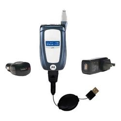 Gomadic Retractable USB Hot Sync Compact Kit with Car & Wall Charger for the Nextel i760 - Brand w/
