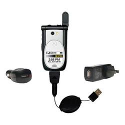 Gomadic Retractable USB Hot Sync Compact Kit with Car & Wall Charger for the Nextel i920 - Brand w/