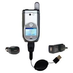 Gomadic Retractable USB Hot Sync Compact Kit with Car & Wall Charger for the Nextel i930 - Brand w/