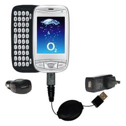 Gomadic Retractable USB Hot Sync Compact Kit with Car & Wall Charger for the O2 XDA Mini S - Brand w