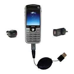 Gomadic Retractable USB Hot Sync Compact Kit with Car & Wall Charger for the O2 XPhone II - Brand w/