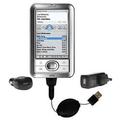 Gomadic Retractable USB Hot Sync Compact Kit with Car & Wall Charger for the PalmOne LifeDrive - Bra