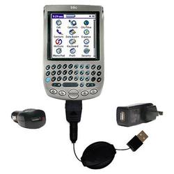 Gomadic Retractable USB Hot Sync Compact Kit with Car & Wall Charger for the PalmOne Treo 90 - Brand