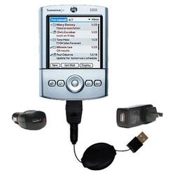 Gomadic Retractable USB Hot Sync Compact Kit with Car & Wall Charger for the PalmOne Tungsten T2 - B
