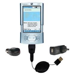 Gomadic Retractable USB Hot Sync Compact Kit with Car & Wall Charger for the PalmOne Tungsten T3 - B