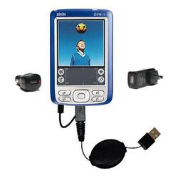 Gomadic Retractable USB Hot Sync Compact Kit with Car & Wall Charger for the PalmOne Zire 72s - Bran