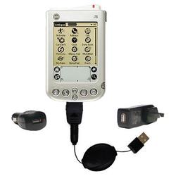 Gomadic Retractable USB Hot Sync Compact Kit with Car & Wall Charger for the PalmOne i705 - Brand w/
