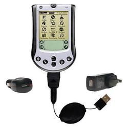 Gomadic Retractable USB Hot Sync Compact Kit with Car & Wall Charger for the PalmOne m125 - Brand w/
