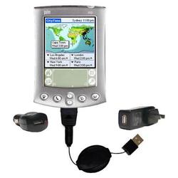 Gomadic Retractable USB Hot Sync Compact Kit with Car & Wall Charger for the PalmOne m500 - Brand w/