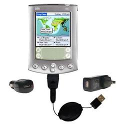 Gomadic Retractable USB Hot Sync Compact Kit with Car & Wall Charger for the PalmOne m515 - Brand w/