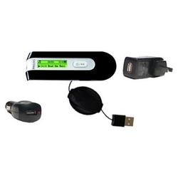 Gomadic Retractable USB Hot Sync Compact Kit with Car & Wall Charger for the Philips GoGear SA2104/37 - Goma