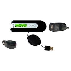 Gomadic Retractable USB Hot Sync Compact Kit with Car & Wall Charger for the Philips GoGear SA2111/37 - Goma