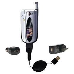 Gomadic Retractable USB Hot Sync Compact Kit with Car & Wall Charger for the Sanyo MM-5600 - Brand w