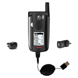 Gomadic Retractable USB Hot Sync Compact Kit with Car & Wall Charger for the Sanyo MVP EV-DO - Brand
