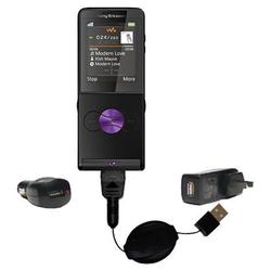 Gomadic Retractable USB Hot Sync Compact Kit with Car & Wall Charger for the Sony Ericsson W350a - B