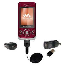 Gomadic Retractable USB Hot Sync Compact Kit with Car & Wall Charger for the Sony Ericsson w760c - B