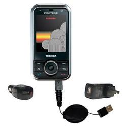 Gomadic Retractable USB Hot Sync Compact Kit with Car & Wall Charger for the Toshiba G900 - Brand w/