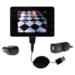Gomadic Retractable USB Hot Sync Compact Kit with Car & Wall Charger for the iRiver Clix - Brand w/