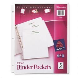 Avery-Dennison Ring Binder Polypropylene Pockets for 11 x 8 1/2 Sheets, Clear, 5/ Pack