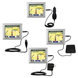 Gomadic Road Warrior Kit for the Garmin Nuvi 300 includes a Car & Wall Charger AND USB cable AND Battery Ext