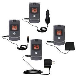 Gomadic Road Warrior Kit for the Motorola RAZR V3m includes a Car & Wall Charger AND USB cable AND Battery E
