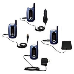 Gomadic Road Warrior Kit for the Motorola W315 includes a Car & Wall Charger AND USB cable AND Battery Exten