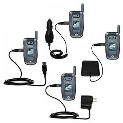 Gomadic Road Warrior Kit for the Motorola i290 includes a Car & Wall Charger AND USB cable AND Battery Exten