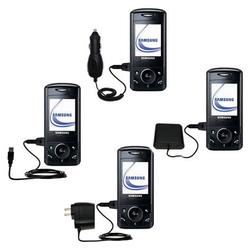 Gomadic Road Warrior Kit for the Samsung SGH-D520 includes a Car & Wall Charger AND USB cable AND Battery Ex
