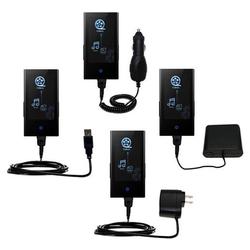 Gomadic Road Warrior Kit for the Samsung YP-P2QB includes a Car & Wall Charger AND USB cable AND Battery Ext