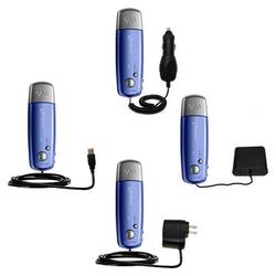 Gomadic Road Warrior Kit for the Sony Walkman NW-E002F includes a Car & Wall Charger AND USB cable AND Batte