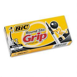 Bic Corporation Round Stic Grip™ Ball Pen, Fine Point, Black Ink, Dozen