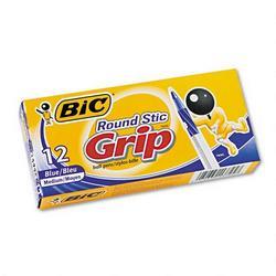 Bic Corporation Round Stic Grip™ Ball Pen, Medium Point, Blue Ink, Dozen