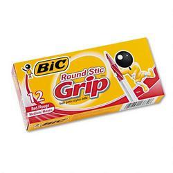 Bic Corporation Round Stic Grip™ Ball Pen, Medium Point, Red Ink, Dozen