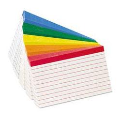 Esselte Pendaflex Corp. Ruled Color Coded Index Cards, 3 x 5, Red, Orange, Yellow, Green, Blue